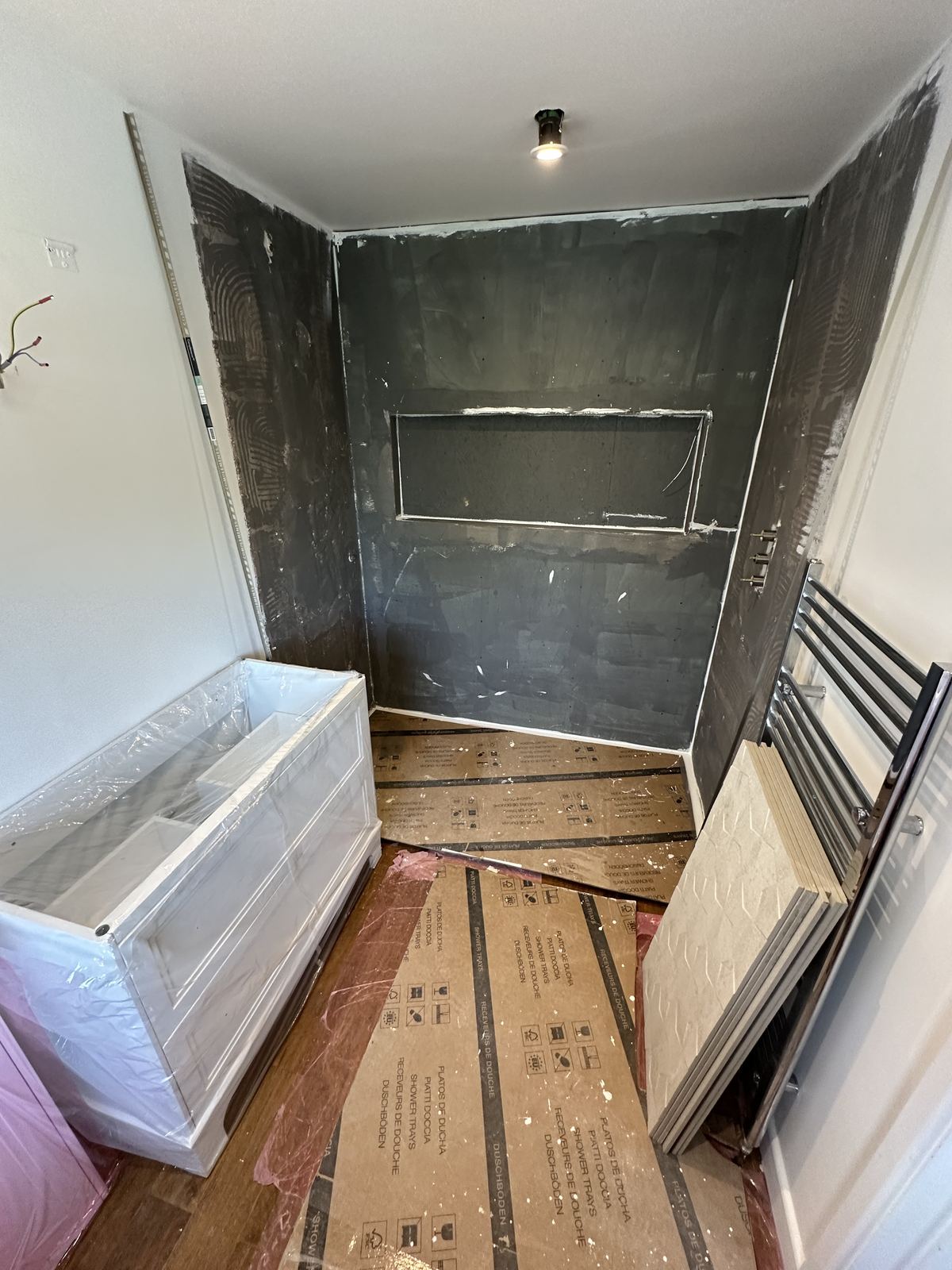 Walls stripped — A Glow Behind the Glass — Shower Room, Reading