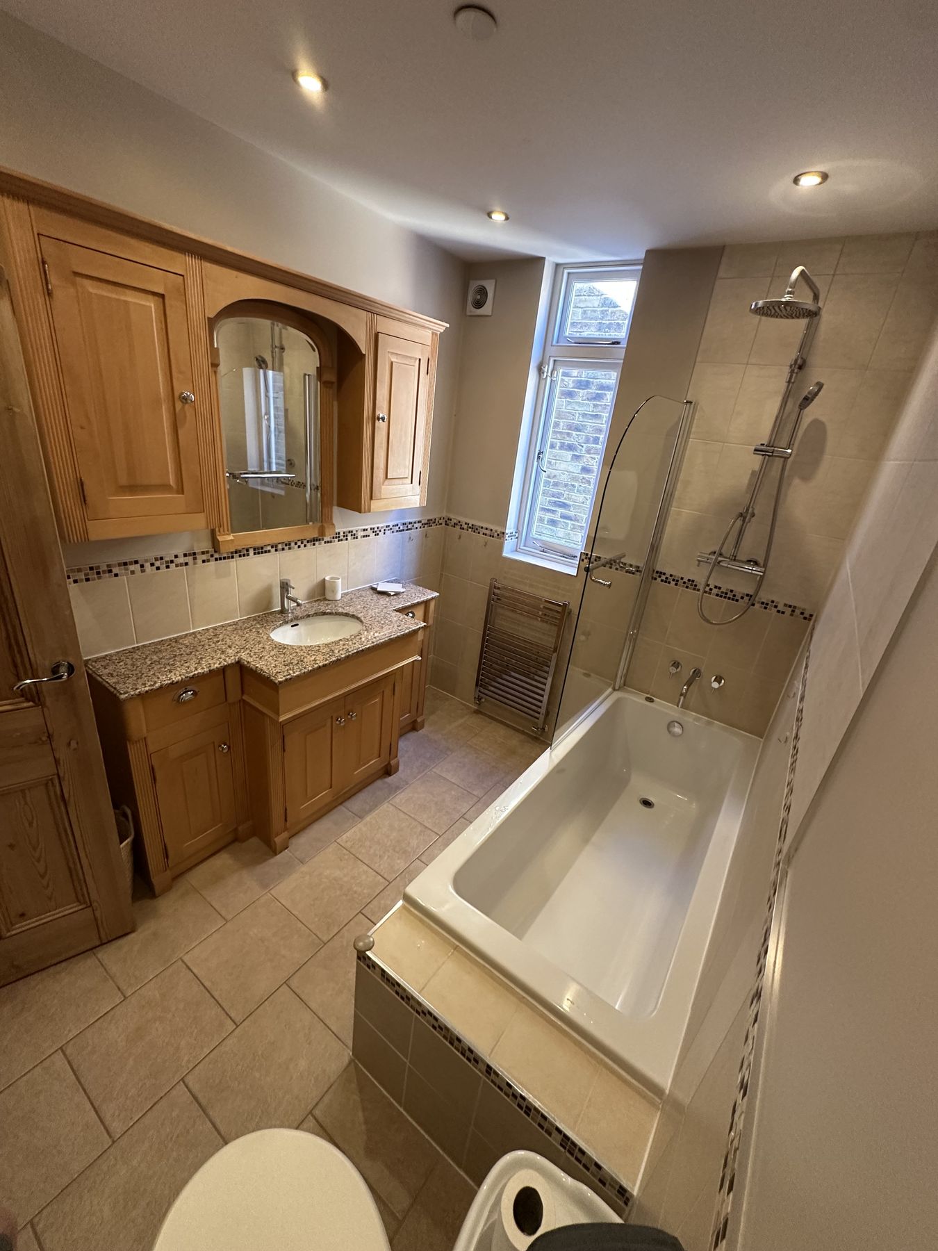 Timber units — Checkerboard Classic — Family Bathroom, Teddington