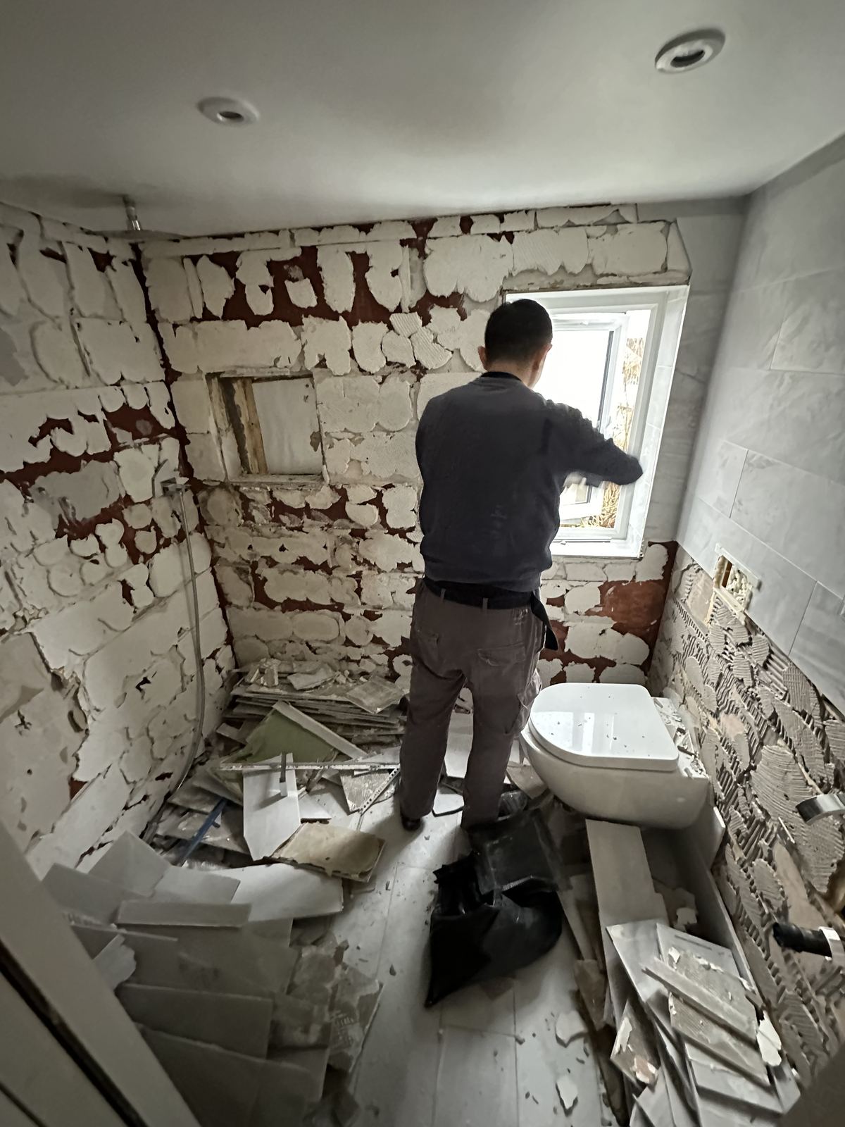 Strip-out — Deep Green, Warm Walnut — Shower Room, Twickenham