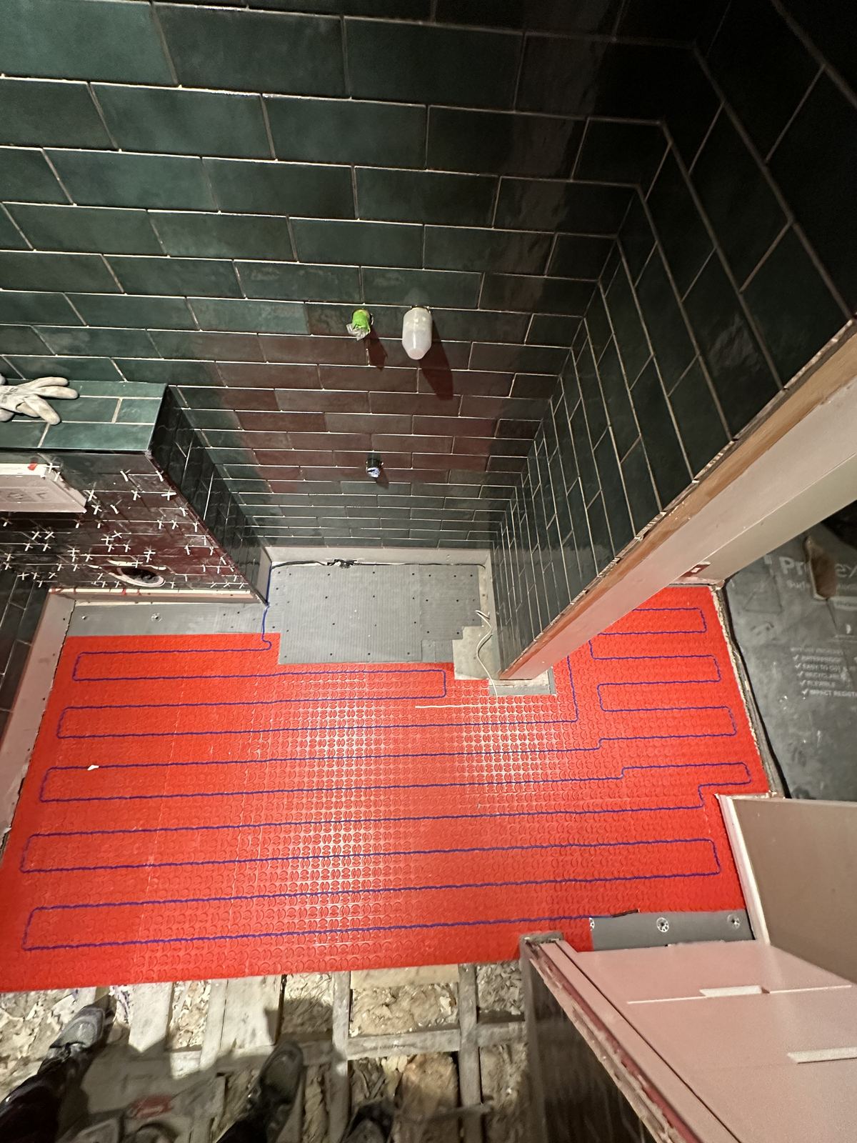 Underfloor heating — Deep Green, Warm Walnut — Shower Room, Twickenham