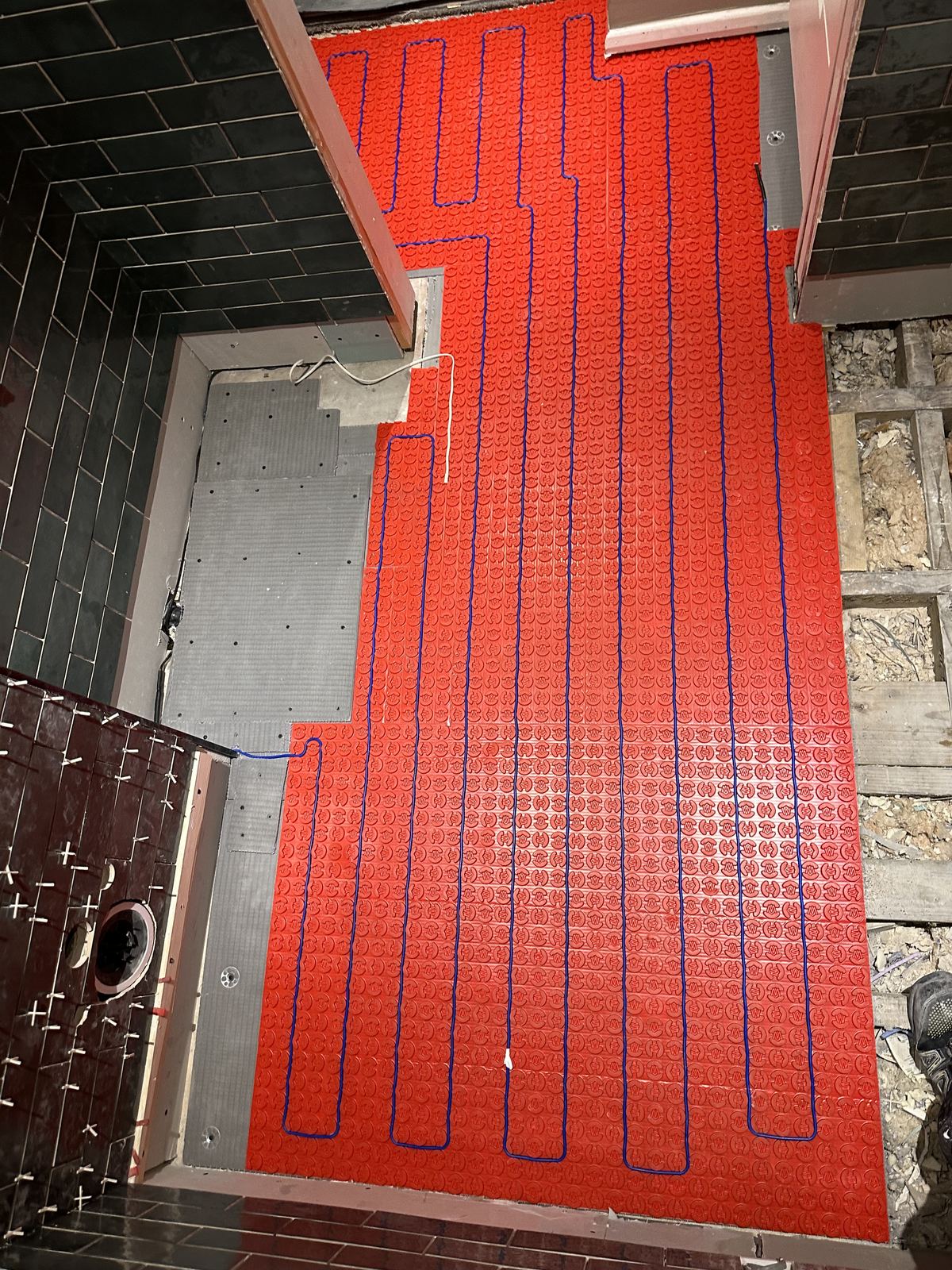 Before the floor tiles — Deep Green, Warm Walnut — Shower Room, Twickenham