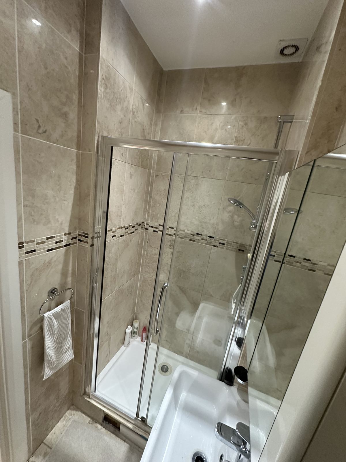 Sliding door — Framed in Black — Shower Room, Fulham
