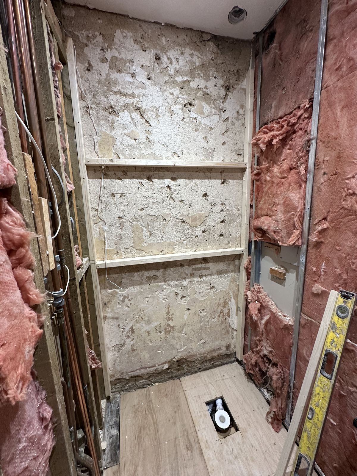 Back to the joists — Framed in Black — Shower Room, Fulham