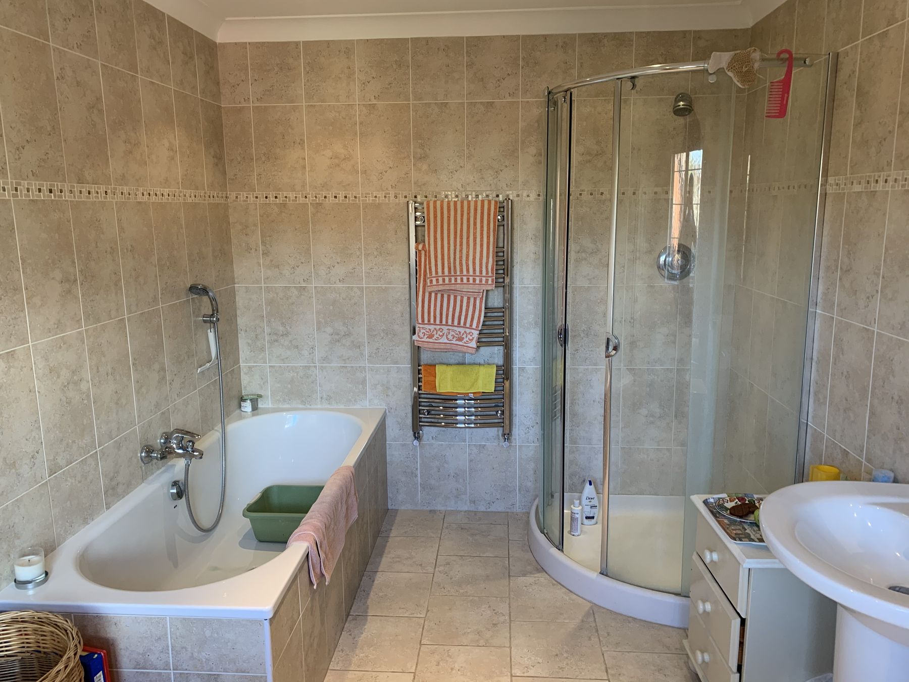 Original bathroom — Gold Light, Soft Curves — Two Bathrooms, Marlow