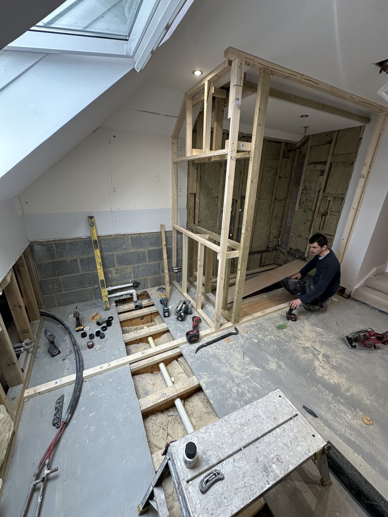 Open loft — Light Under the Eaves — Loft Master Bathroom, Cobham