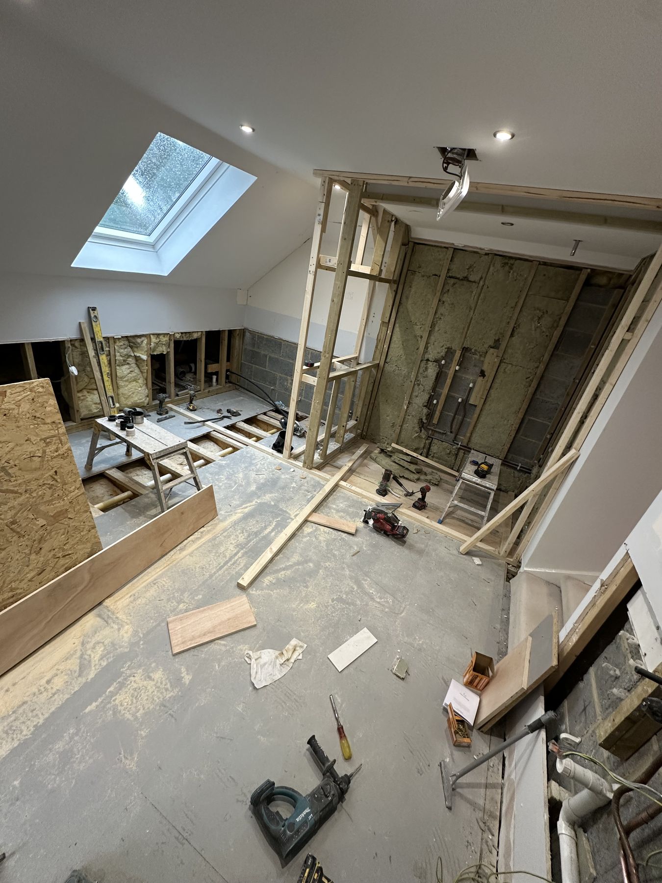 Shower framing — Light Under the Eaves — Loft Master Bathroom, Cobham