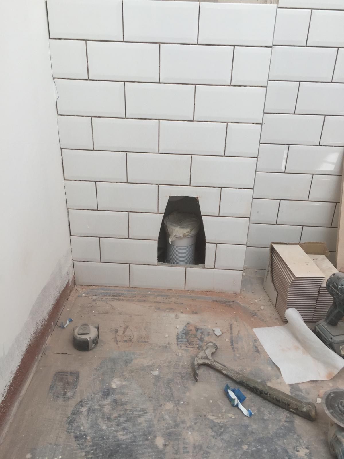 Niches formed — Pattern and Precision — Family Bathroom, Wimbledon