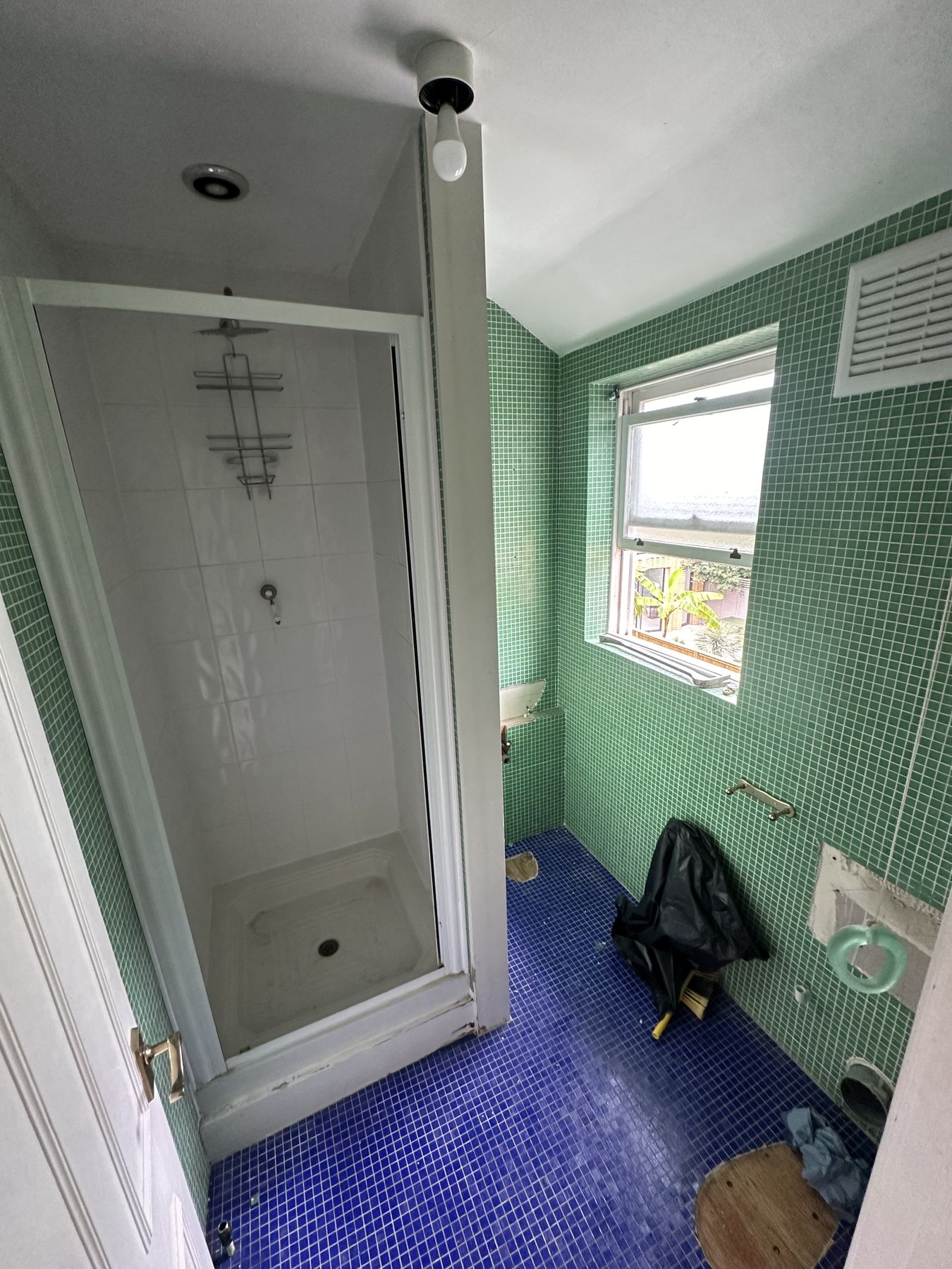 Old enclosure — Warm Stone, Black Lines — Shower Room, Putney